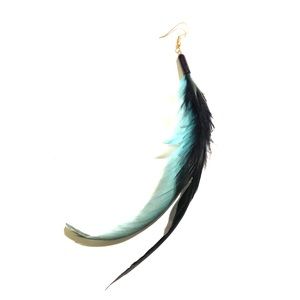 Single black & blue feather earring